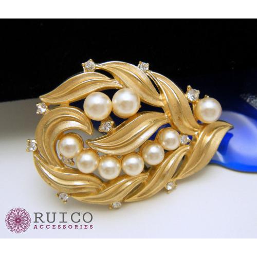 TRIFARI トリファリ ブローチ ラインストーン アンティーク