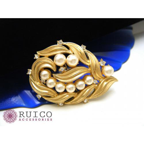 TRIFARI トリファリ ブローチ ラインストーン アンティーク TRIFARI トリファリ ブローチ ビンテージ