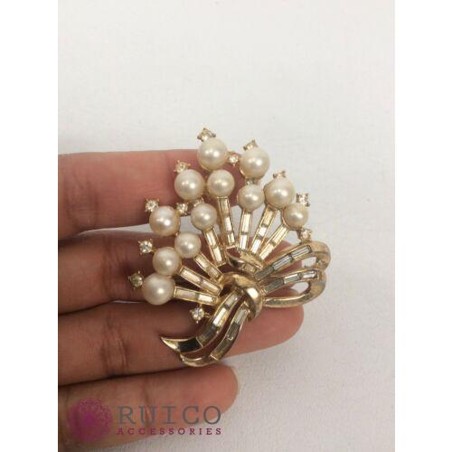 TRIFARI トリファリ ブローチ ラインストーン アンティーク