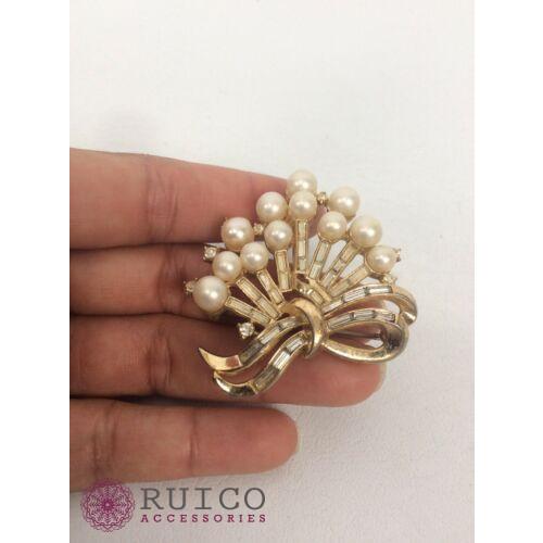 TRIFARI トリファリ ブローチ ラインストーン アンティーク TRIFARI トリファリ ブローチ ビンテージ