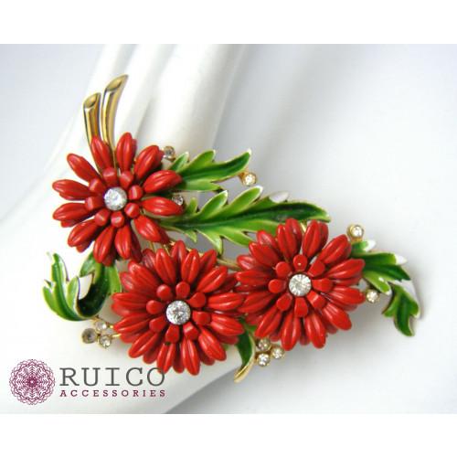 TRIFARI トリファリ ブローチ グリーン 緑 アンティーク TRIFARI トリファリ ブローチ ビンテージ