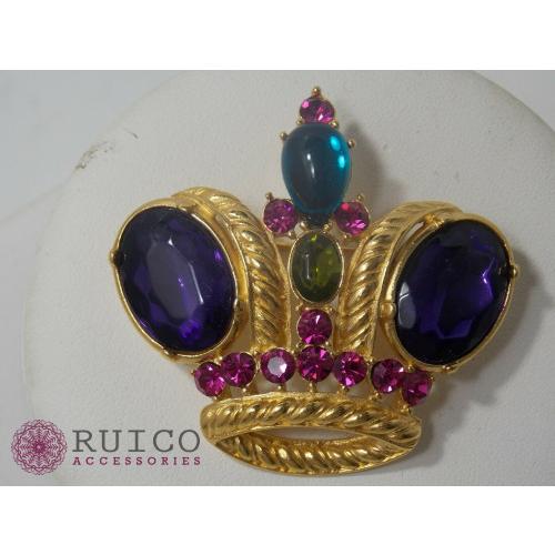 TRIFARI トリファリ ブローチ ラインストーン アンティーク