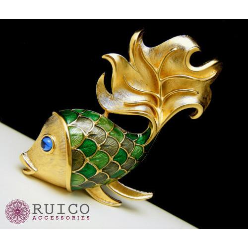TRIFARI トリファリ ブローチ 魚 アンティーク TRIFARI トリファリ ブローチ ビンテージ