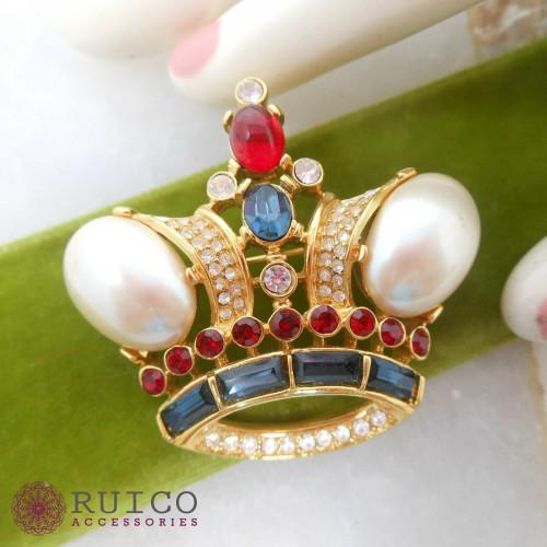 TRIFARI トリファリ ブローチ ラインストーン アンティーク