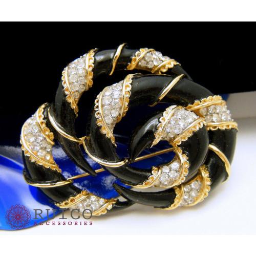 TRIFARI トリファリ ブローチ ブラック 黒 アンティーク TRIFARI トリファリ ブローチ ビンテージ