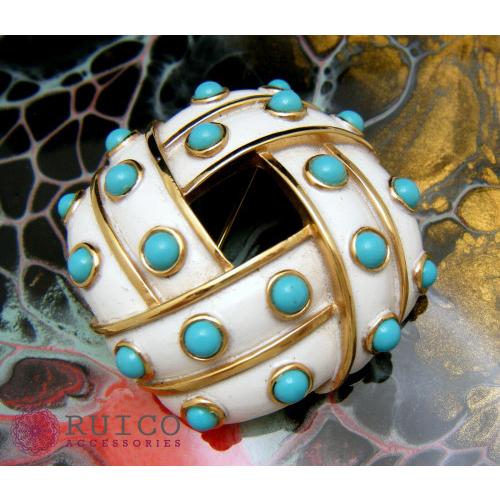 TRIFARI トリファリ ブローチ ホワイト 白 アンティーク