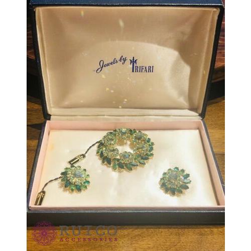 TRIFARI トリファリ ブローチ グリーン 緑 アンティーク