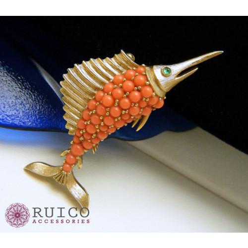 TRIFARI トリファリ ブローチ グリーン 緑 アンティーク