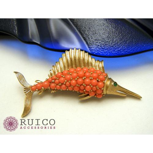 TRIFARI トリファリ ブローチ グリーン 緑 アンティーク TRIFARI トリファリ ブローチ ビンテージ