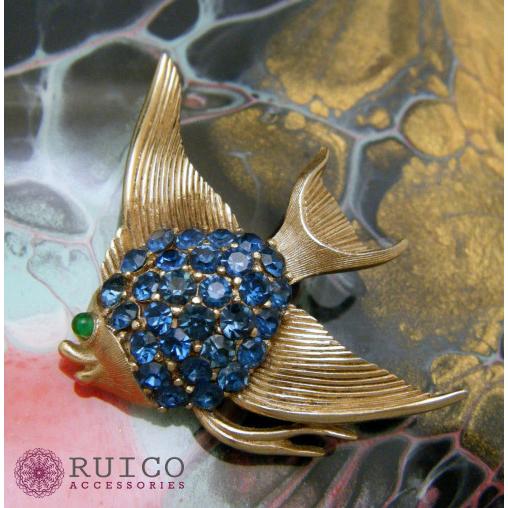 TRIFARI トリファリ ブローチ 魚 アンティーク TRIFARI トリファリ ブローチ ビンテージ
