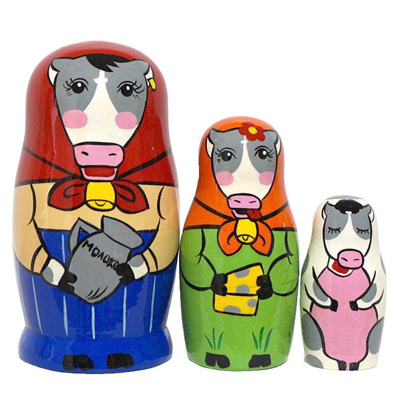 Ruinok2オリジナル うっしっし 笑う門には福来る 牛のマトリョーシカ ミルクはいかが 3個組 11cm マトリョーシカ 干支 丑年 21cow ルイノク2 通販 Yahoo ショッピング