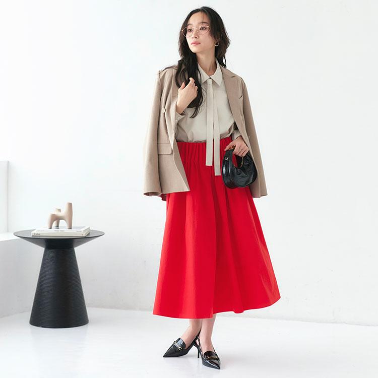 MSGM フレアロングスカート　レッド　サイズ40 レディース　ロゴ　ボトムス Amazon.co.jp: [G7LZ] ロング丈スカート マキシスカート フレア