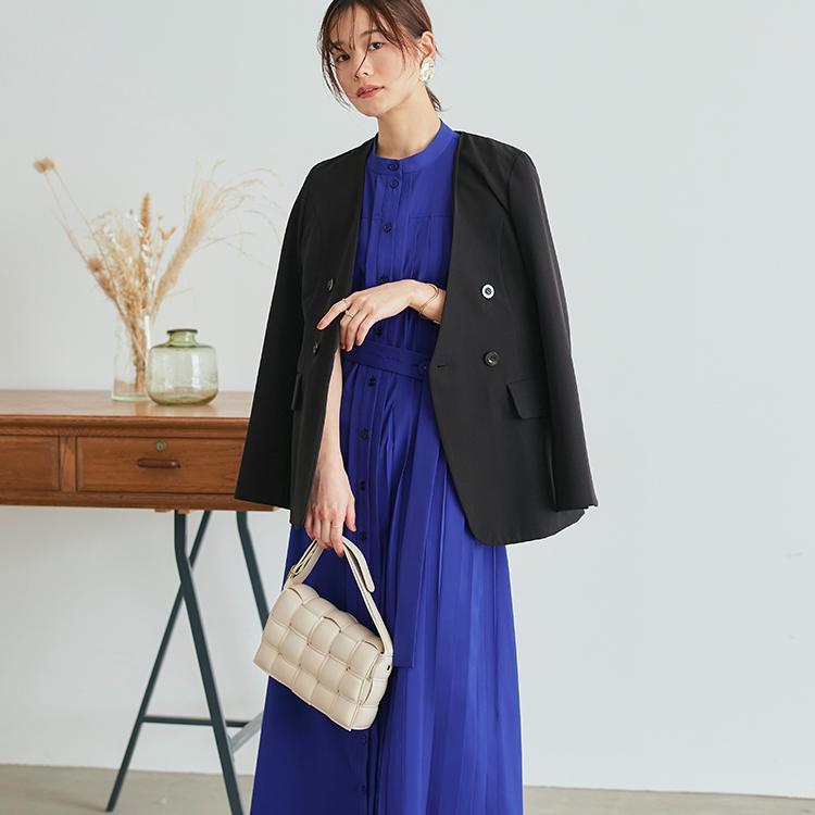 RUIRUE BOUTIQUE レディース ロングワンピース プリーツスカート 
