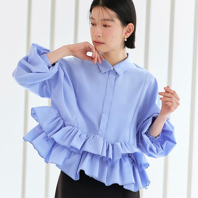 alexanderwang レイヤードクロップドシャツ ライトブルー RUIRUE BOUTIQUE（ルイルエブティック） レディース ブラウス