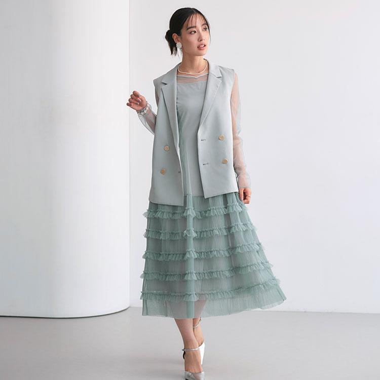 レディース パーティードレス 2点セット 結婚式 ロングワンピース ジレ 大きいサイズ お呼ばれ オケージョン 二次会 披露宴 フォーマル 長袖 上品 ストレッチ | RUIRUE BOUTIQUE | 13