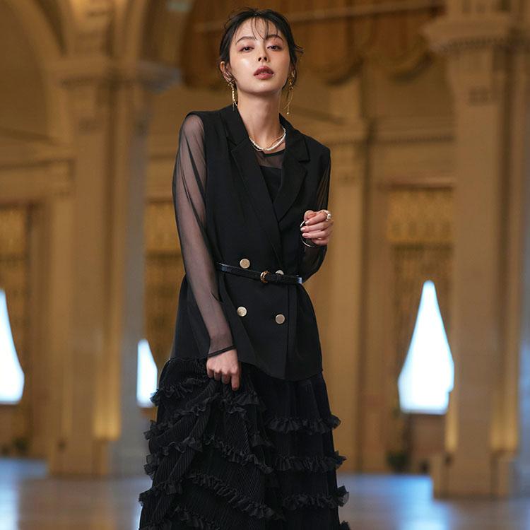 レディース パーティードレス 2点セット 結婚式 ロングワンピース ジレ 大きいサイズ お呼ばれ オケージョン 二次会 披露宴 フォーマル 長袖 上品 ストレッチ | RUIRUE BOUTIQUE | 05