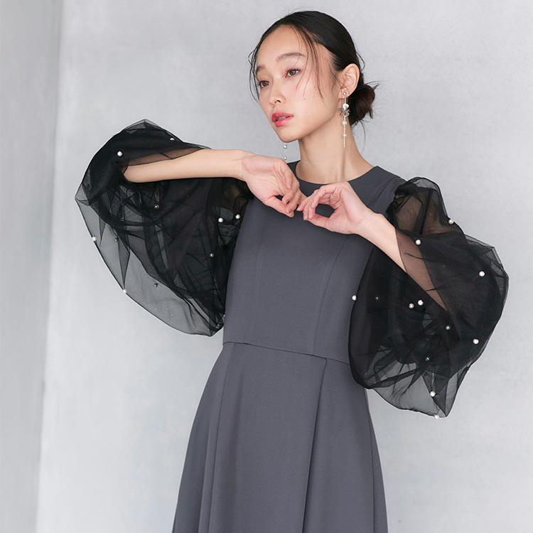 最終価格超美品大きいルイルエブティック スリーブパールワンピース 結婚式ドレス RUIRUE BOUTIQUE（ルイルエブティック） パーティードレス 結婚式