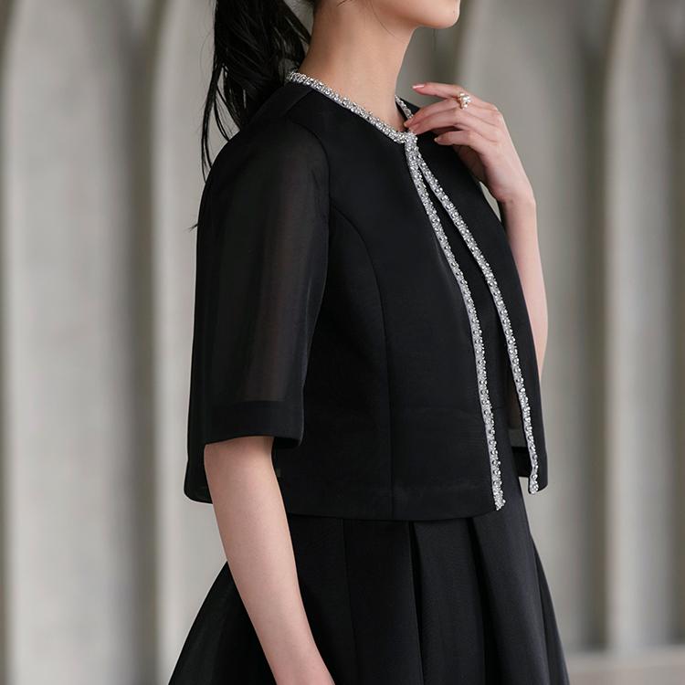パーティードレス 結婚式 ロングワンピース ボレロ 2点セット 大きいサイズ お呼ばれ 二次会 披露宴 フォーマル 50代 40代 30代 半袖 華やか 上品 黒 レディース | RUIRUE BOUTIQUE | 08