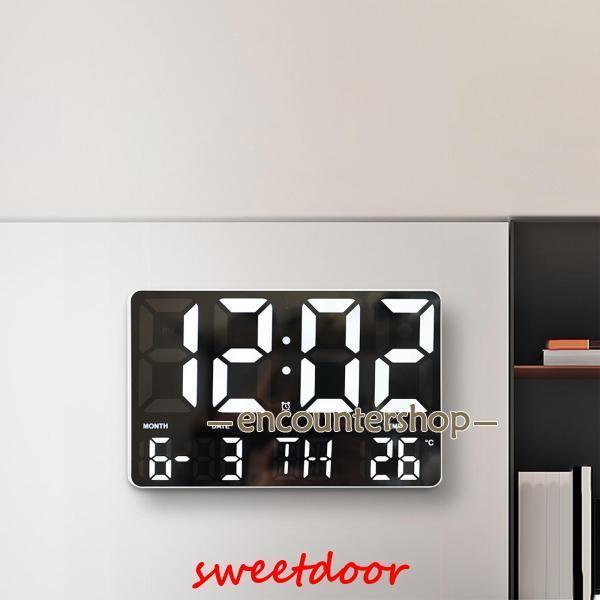 壁掛け時計 デジタル LED電子時計 リモコン付 日付 温度表示 光感知機能 時計 USB 大画面 北欧風 シンプル｜ruistore2｜02