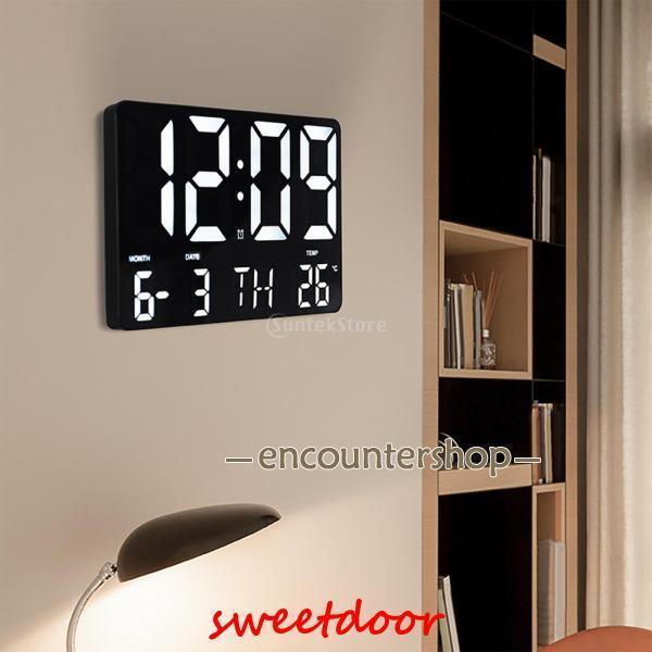 壁掛け時計 デジタル LED電子時計 リモコン付 日付 温度表示 光感知機能 時計 USB 大画面 北欧風 シンプル｜ruistore2｜07