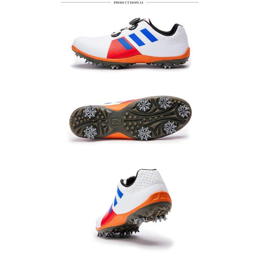 シューズ メンズ スポーツ レザー ソフトスパイク 本革 牛革 防水 ゴルフシューズ ダイヤル式 ワイヤー スパイク靴 トラクションボア ワイド ソフトスパイク スポーツ 牛革 軽量