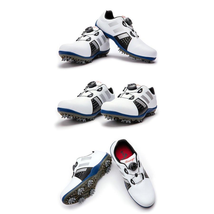 シューズ メンズ スポーツ レザー ソフトスパイク 本革 牛革 防水 ゴルフシューズ ダイヤル式 ワイヤー スパイク靴 トラクションボア ワイド ソフトスパイク スポーツ 牛革 軽量