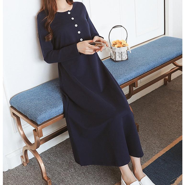 マタニティ 授乳服 ワンピース ロング マキシ丈 マタニティウェア授乳口 ルームウェア 長袖 前ボタン Rui Cslyq0813 Ruisu 通販 Yahoo ショッピング