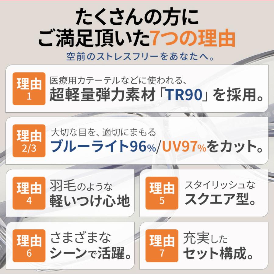 パソコンメガネ PCメガネ ブルーライトカット 伊達メガネ 黒 ブラック 度なし レディース メンズ ユニセックス 男女兼用 スクエア おしゃれ 軽量 | ブランド登録なし | 07