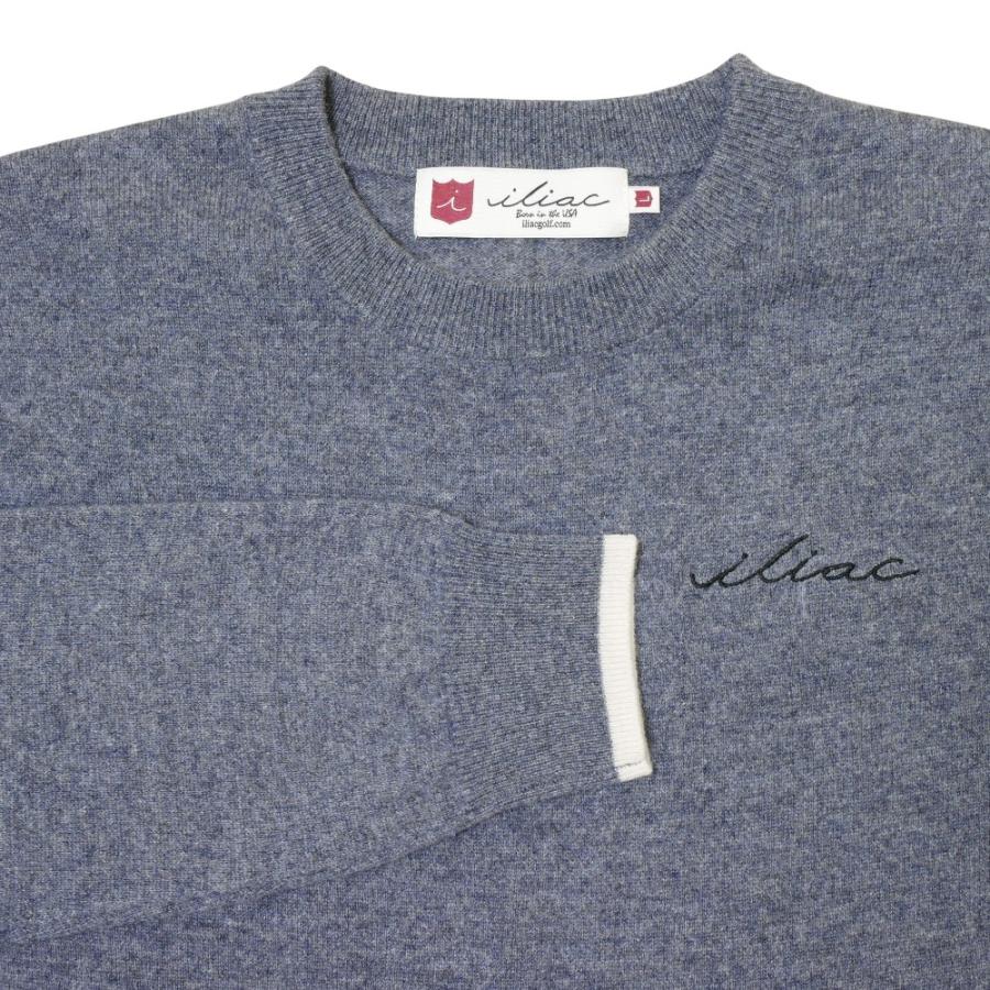 カシミヤ クルーネック セーター グレー イリアック ゴルフ Iliac Golf