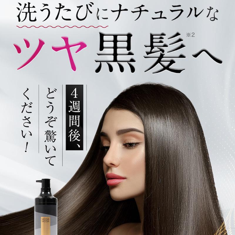 国内正規品 MODAMODA BLACK SHAMPOO（モダモダブラックシャンプー） /300g 白髪染めシャンプー 白髪ケア 低刺激 頭皮ケア ヘアケア  黒染め ブラックシャンプー｜rum21｜04