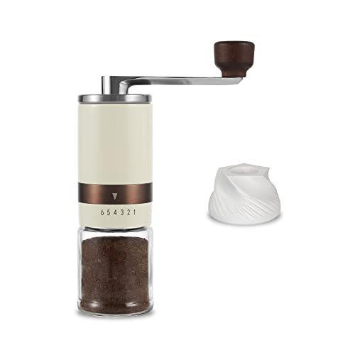 VKCHEF 手挽きコーヒーミル 手動 コーヒーグラインダー セラミック製臼 小型 6度調節機可能 コーヒー豆挽き 水洗い可能 軽量 珈琲ミル