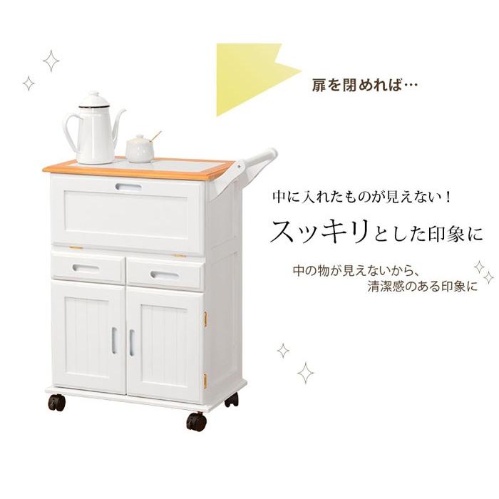 キッチンワゴン キャスター付き おしゃれ 天板 木製 白 タイル