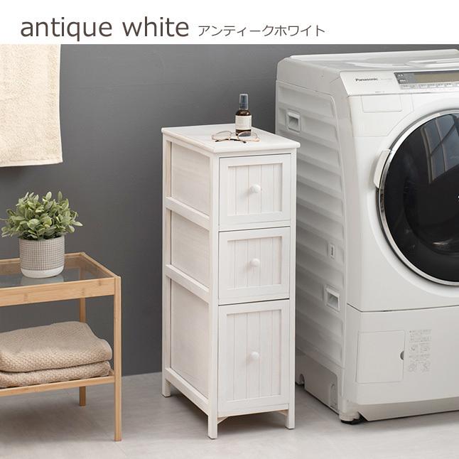 ナチュラル カントリー アンティーク キャスター付き 隙間収納 White