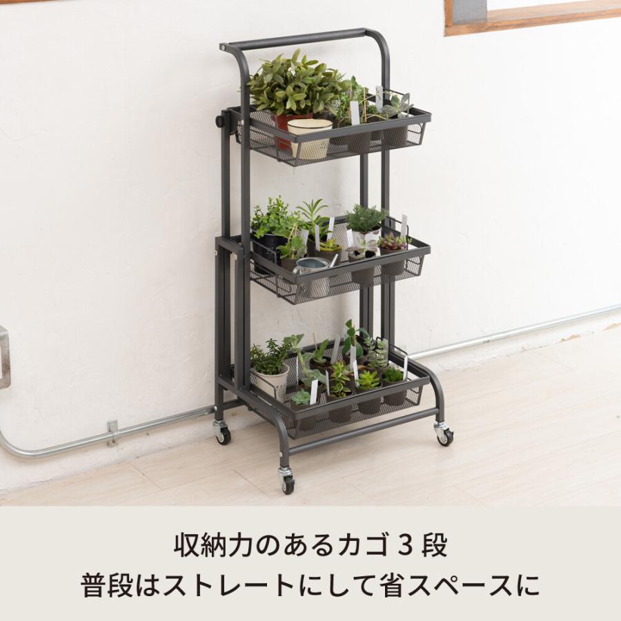 【新品 送料無料】マルチワゴン　全3色　キッチンワゴン 収納ラック 多肉棚 マルチワゴン ROBUST(グレー)】 3段 キッチンワゴン ラック 収納 多肉