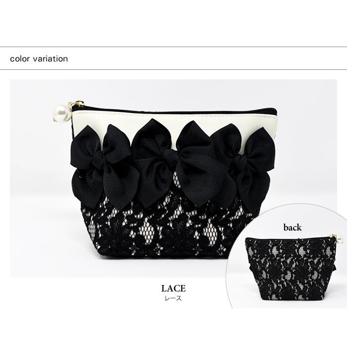 在庫限り 残りわずか 化粧ポーチ 選べるデニムorレース 台形型ポーチ リボン コスメポーチ メイクポーチ Aquagarage Paypayモール店 通販 Paypayモール