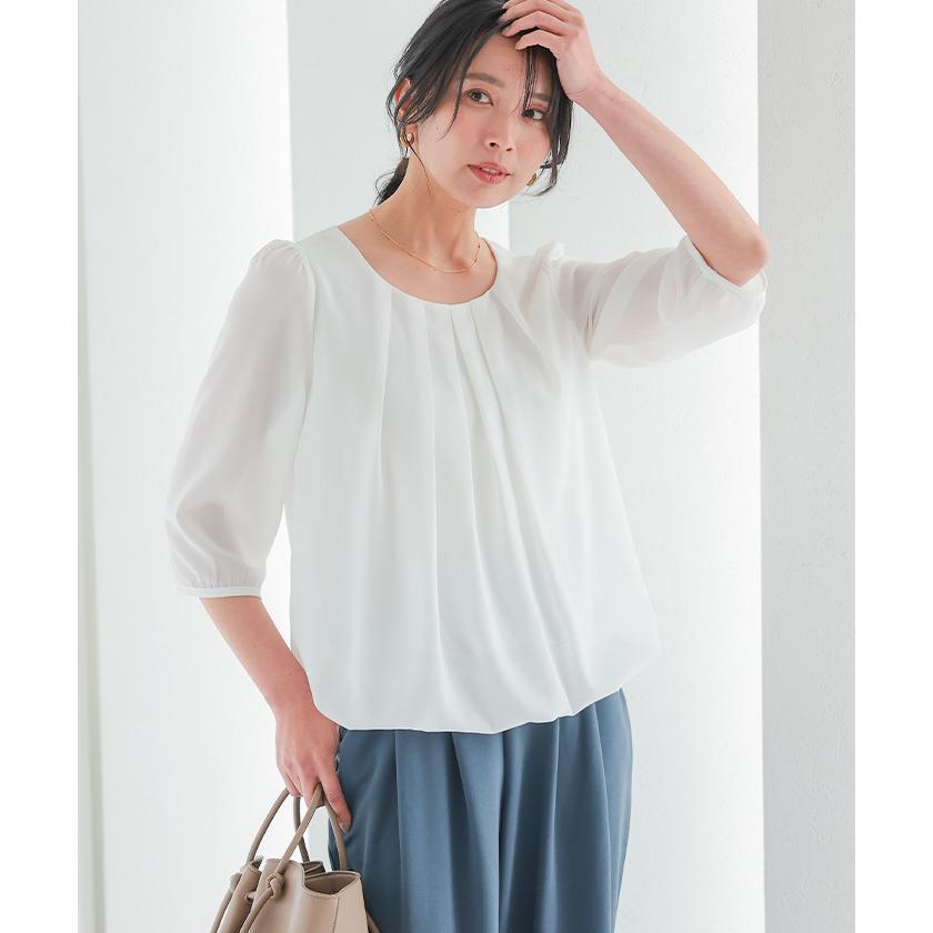 シャツ ブラウス 春夏 秋 シフォン 七分袖 レディース バルーン 長袖