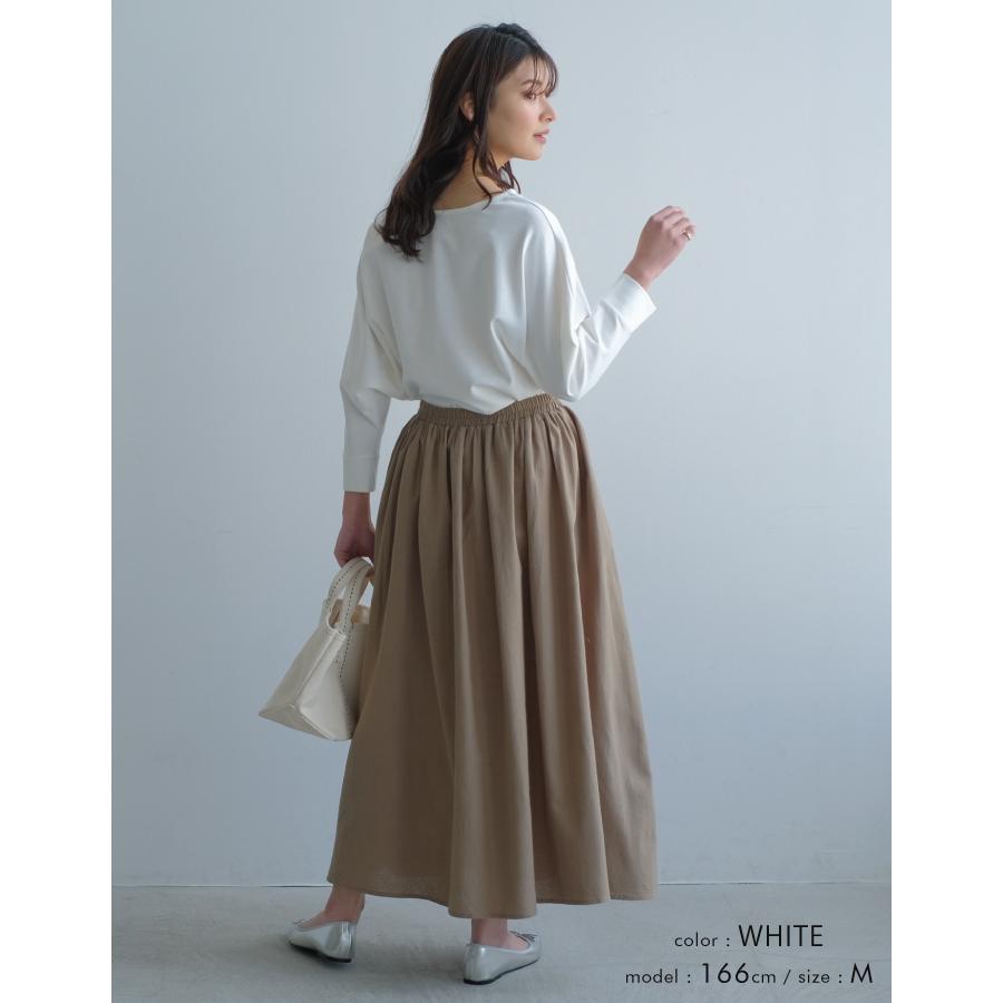 トップス カットソー レディース ポンチ素材 Vネック ドルマン プルオーバー ブラック ホワイト グレー ネイビー ボーダー M L |  | 23