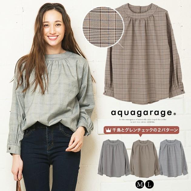 aquagarage シャツ ブラウス 春 秋 チェック 英国柄 バインダー aquagarage シャツ ブラウス 春 秋 チェック 英国柄 バインダー