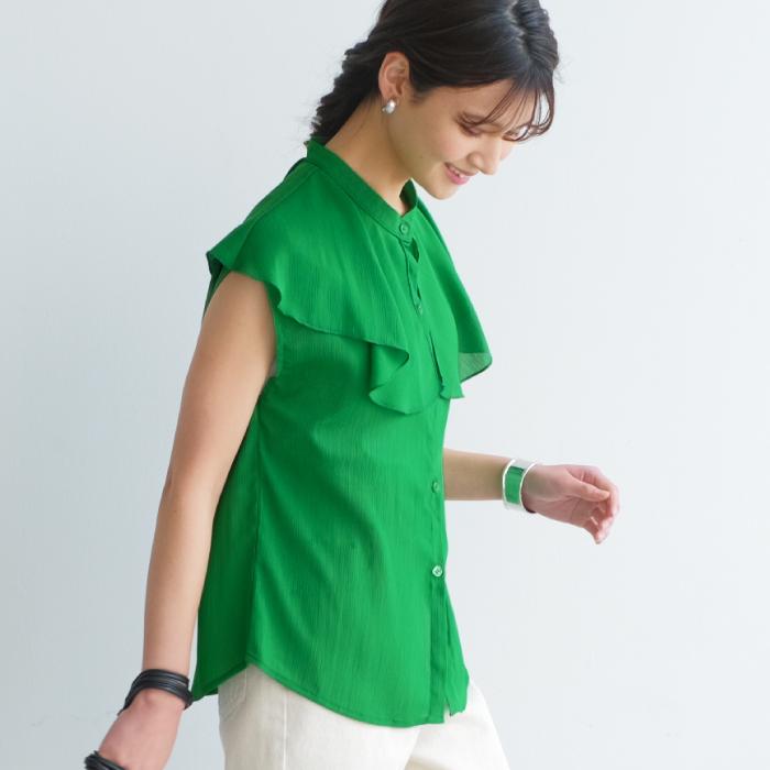 専用です。　　ラミー楊柳×リネンガーゼノースリーブブラウス。 リネンライクノースリーブトップス【メール便可／100】 | ur's