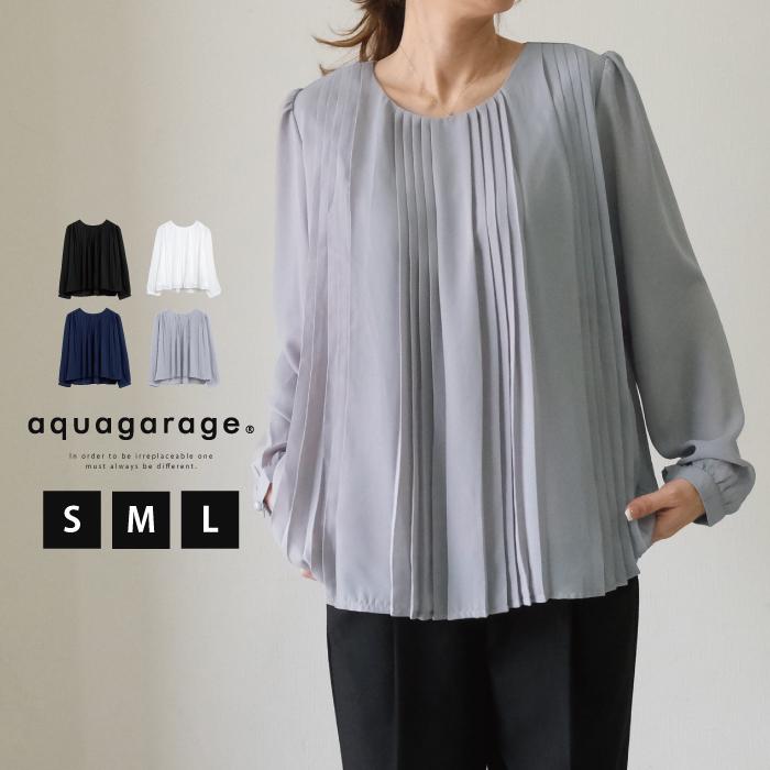 aquagarage プリーツデザインシフォンブラウス トップス シャツ aquagarage プリーツデザインシフォンブラウス トップス シャツ