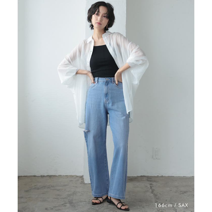 aquagarage ダメージストレートデニムパンツ 春 夏 秋 冬 M  