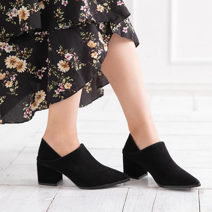 美品✨グッチ マーモント チャンキーヒールゴールド ブラックスエード ブーツ aquagarage（アクアガレージ） ブーティ レディース 美脚Vカット