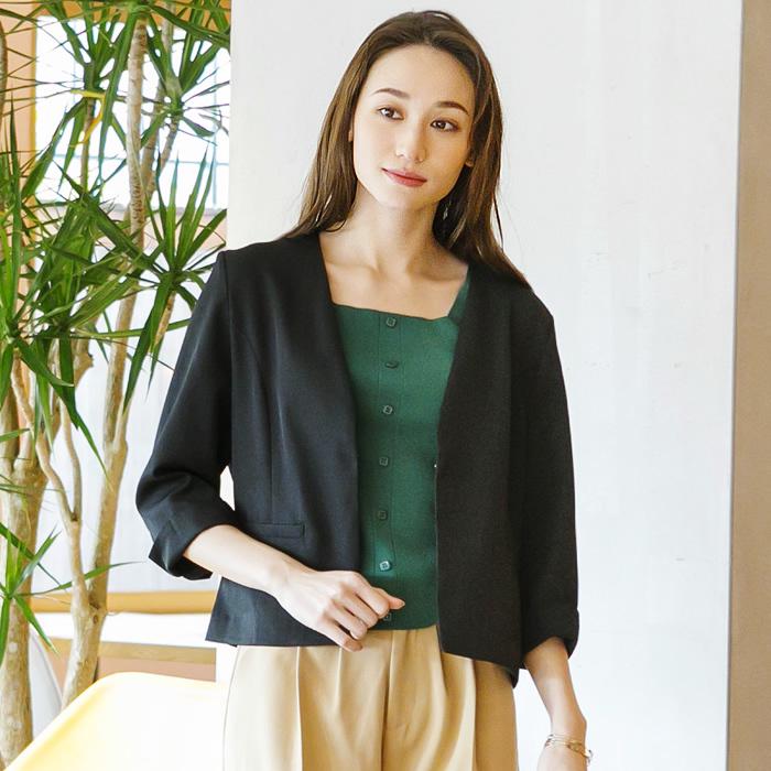 ノーカラージャケット レディース アウター ブラック グレー ホワイト ネイビー ベージュ M L 大きいサイズ Aquagarage アクアガレージ 通販 Paypayモール