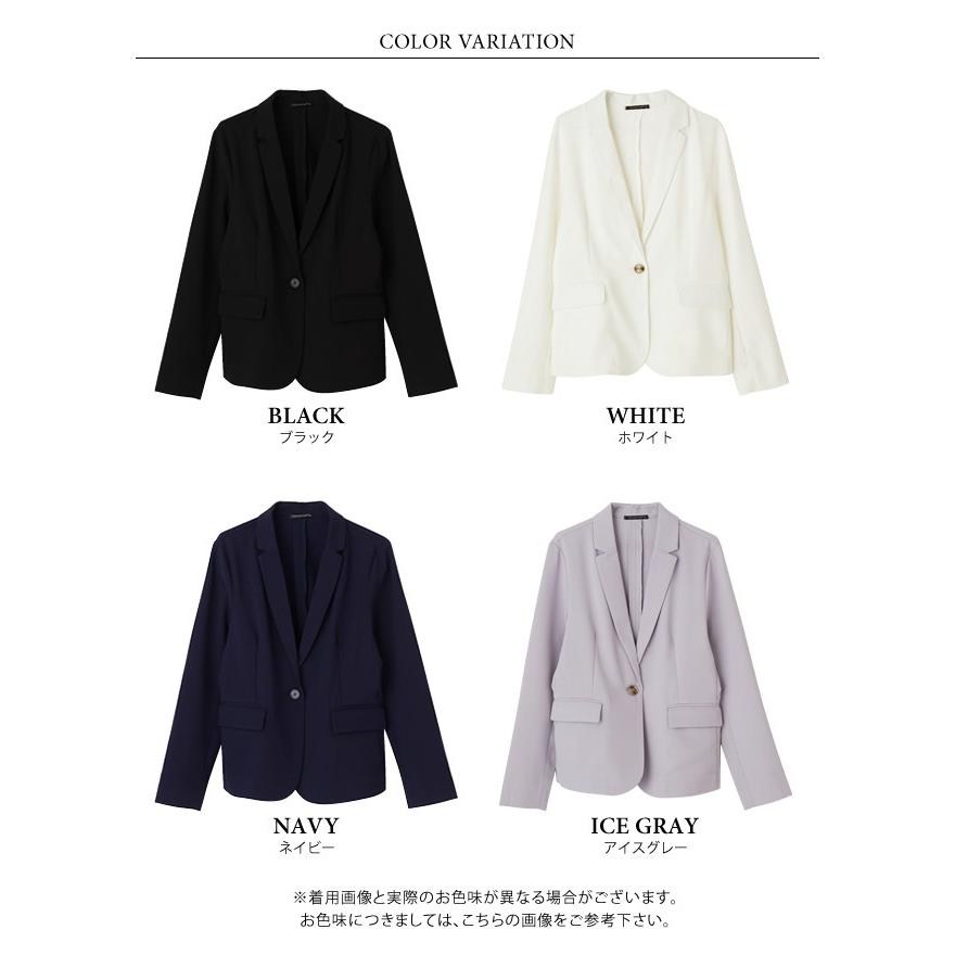 テーラードジャケット レディース ジャージ素材 現品 ブラック ホワイト ネイビー アイスグレー L M