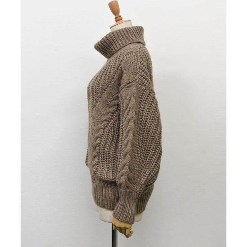 aquagarage ニット レディース ケーブル編み オフタートル 秋 冬