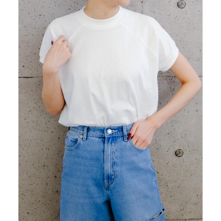 aquagarage Tシャツ モックネック 無地 シンプル 大人 綿 aquagarage Tシャツ モックネック 無地 シンプル 大人 綿