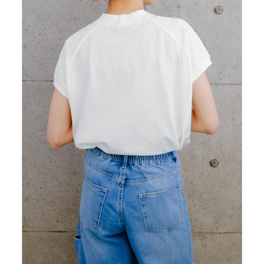 aquagarage Tシャツ モックネック 無地 シンプル 大人 綿 aquagarage Tシャツ モックネック 無地 シンプル 大人 綿
