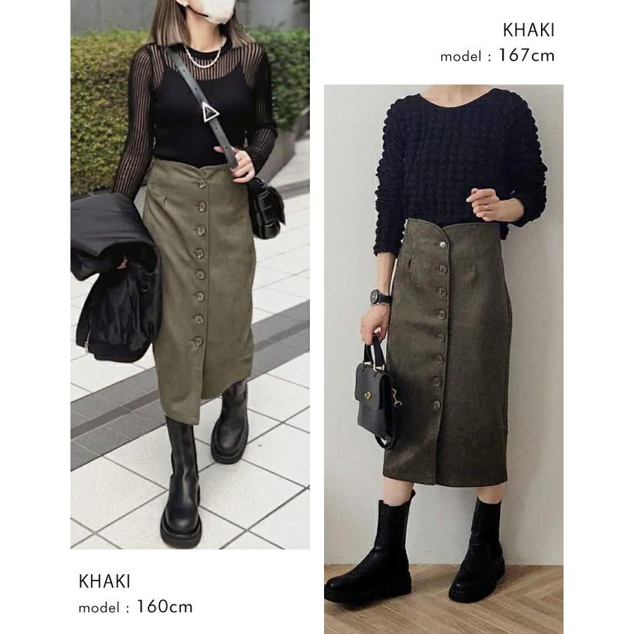 ハイウエストタイトスカート レディース 秋 冬 M L フロント