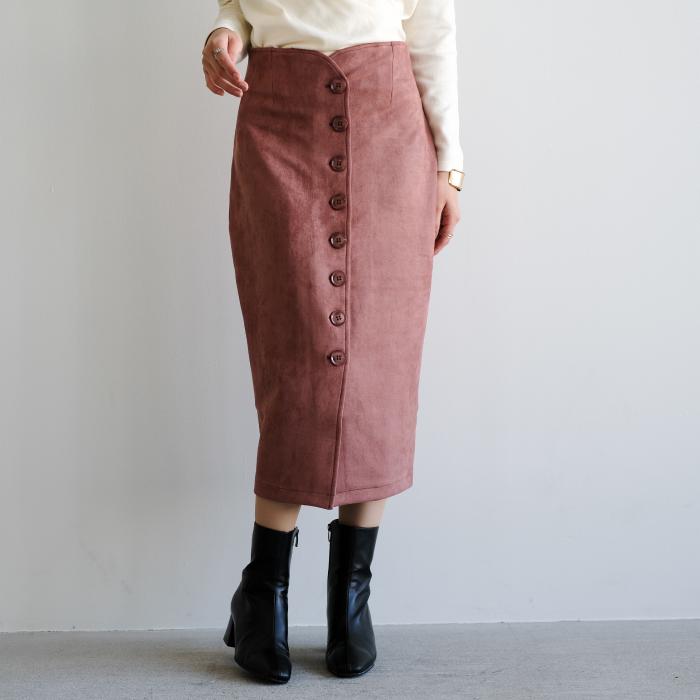 ハイウエストタイトスカート レディース 秋 冬 M L フロントボタン 