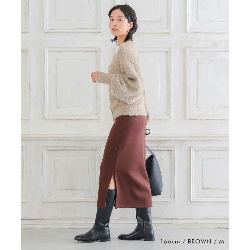 まとめ売り専用　スリット入り タイトスカート　裏起毛 レッドブラック 裏起毛タイトスカート ロング 黒[品番：XL000001818]｜SLENDER